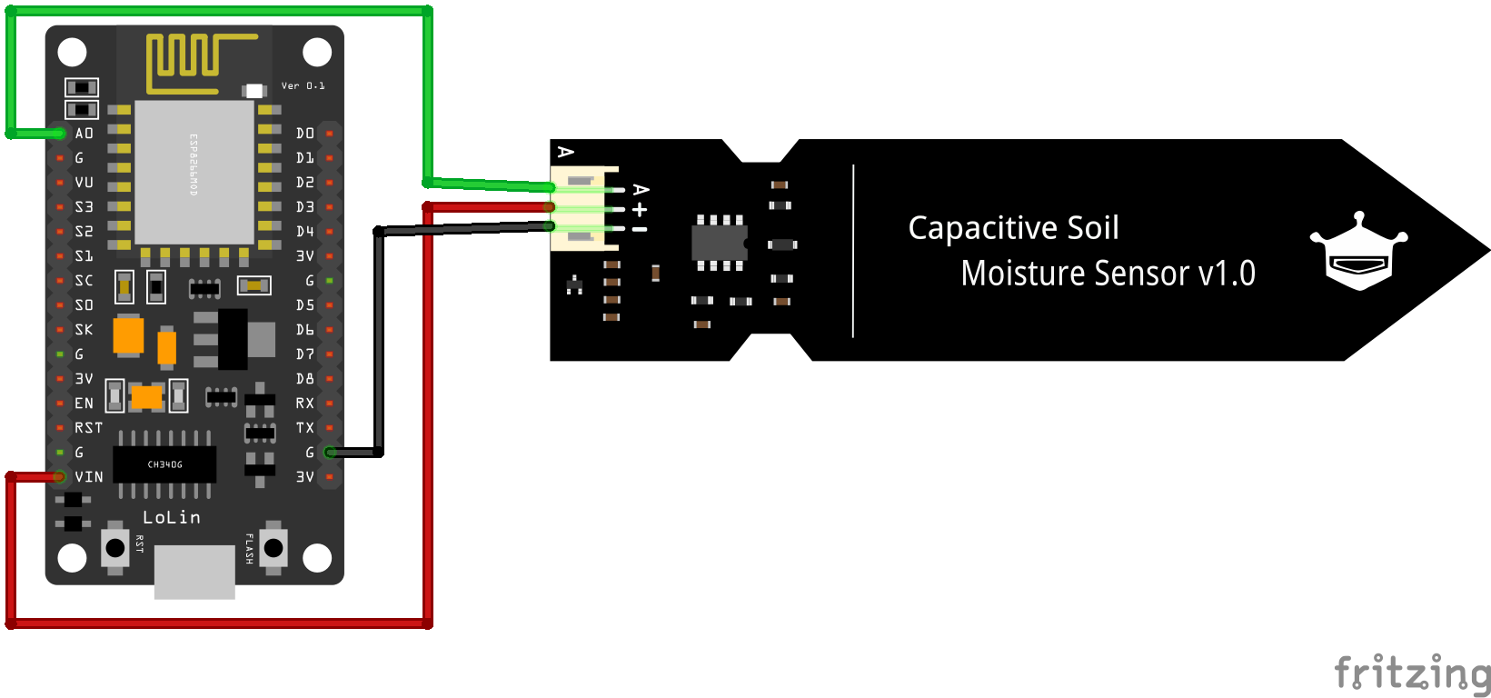 Sinric Pro HW-390 esp8266 capacitive soil moisture sensor wiring