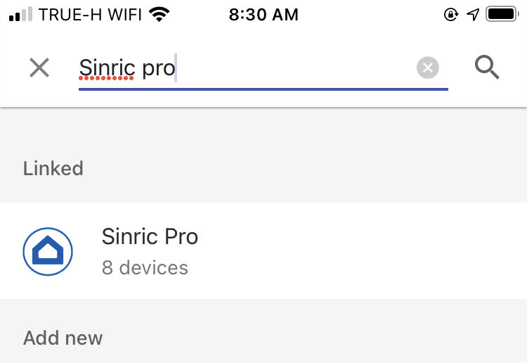 Sinric Pro Google Home Search