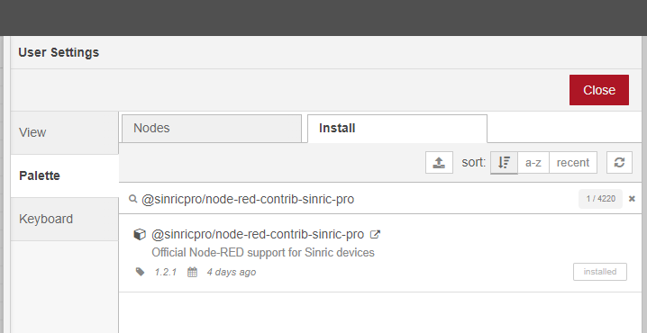 Sinric Pro Node-RED installtion