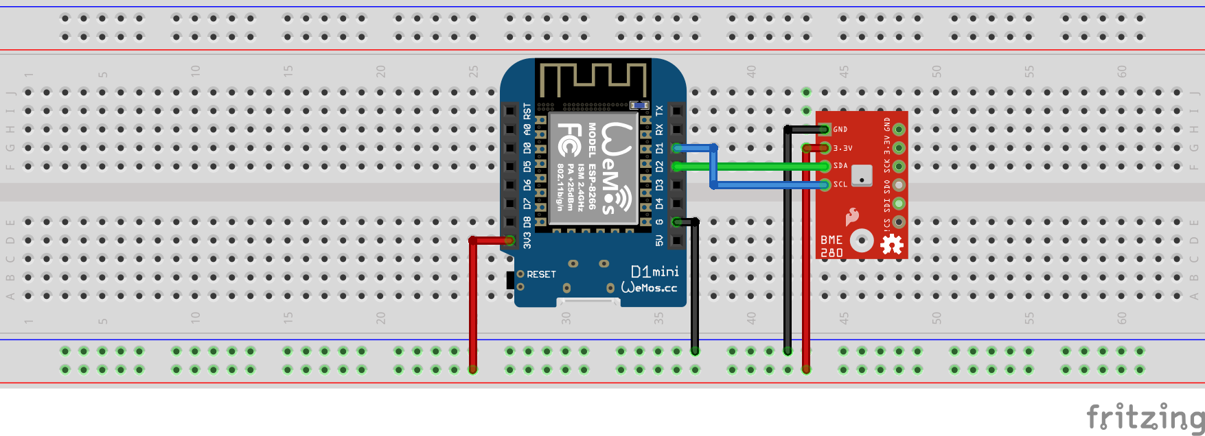 Sinric Pro ESP32 I2C BME280 Wiring 